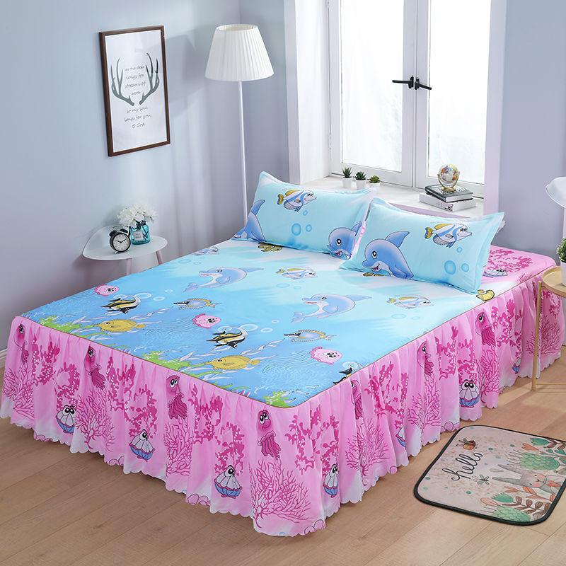 Brushed Bedroom Home Bed Skirt Single Solid Color Skin-friendly Bedspread Bed Cover Bedroom Student Dormitory Sheets