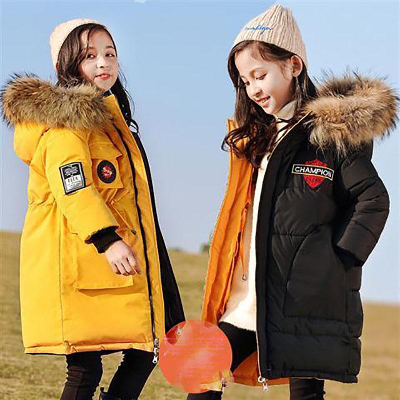 Girls' Warm Winter Clothes Windbreaker Mid-length Thick Padded Jacket Double-sided