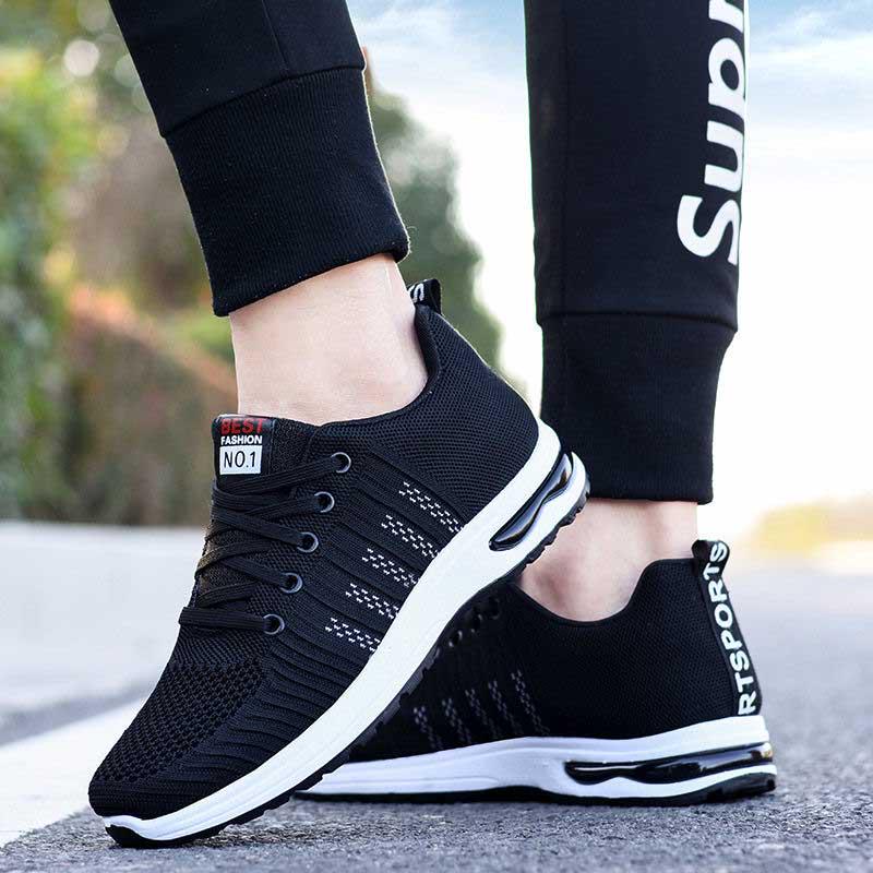 Plus Size 39-44 Men Black Running Shoes Lightweight Sneakers Breathable Outdoor Sports Shoes Comfortable Deodorant Running Gym Shoes