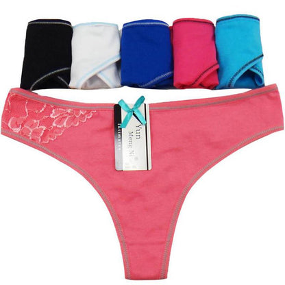 6 Pcs/Lot Underwear Women's Briefs Thongs Panties Cotton G-String Sexy Lace Underpants