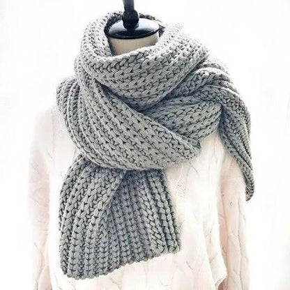 Scarf Women Winter Solid Color Hand-knitted Scarf Thickened Warmth Wild Wool Lovers Bib Shawl