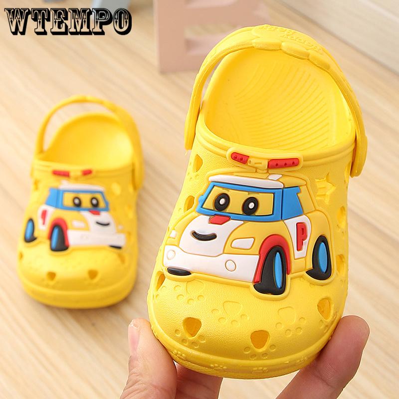 Boys Sandals and Slippers Baby Hole Shoes Cartoon Cute Children's Slippers Non-slip