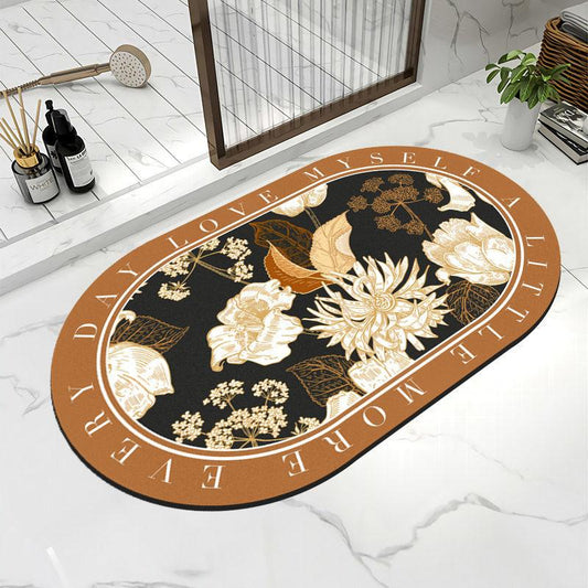 Diatom Mud Soft Pad Floral Pattern Light Luxury Wind Bathroom Floor Pad Anti-slip Absorbent Door 50 * 80/40 * 60cm