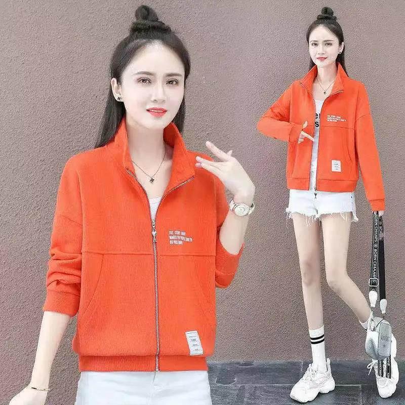 Sweater Women's Cardigan Zipper Stand-up Collar Autumn Loose Fashion All-match Blouse Women's Long-sleeved Casual Jacket