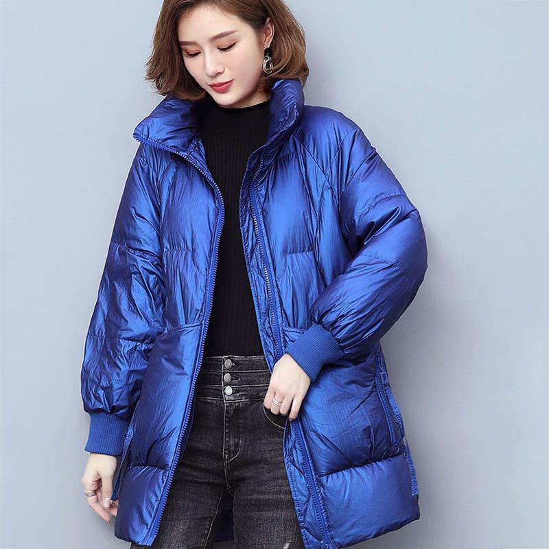 Down Padded Jacket Women Winter Thick Padded Jacket Mid-length Fashion Loose Collar Padded Jacket