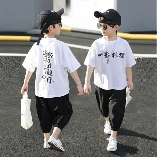 Two-piece Suit Boy's Suit Children's Summer Quick-drying Short-sleeved Children's Boy 4-12 Years Old