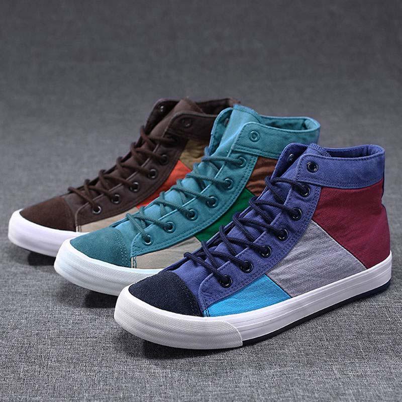 Plus Size 39-44 Summer Men Canvas Sneakers Comfortable Running Basketball Shoes Breathable Shockproof Non-slip Colorblock Shoes