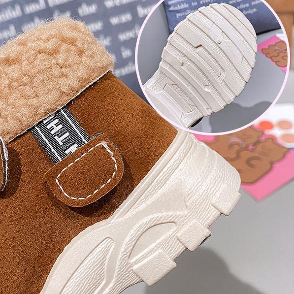 Winter Plush Thickened Children's Martin Boots Casual British Style Boys' and Girls' Cotton Shoes Non Slip Flat Baby Boots