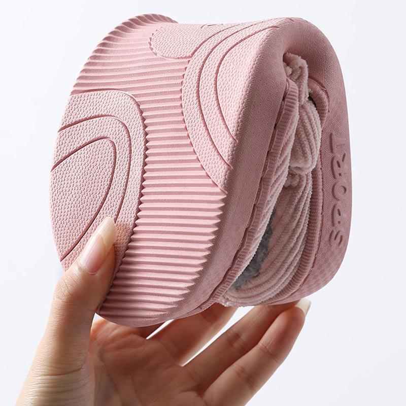 Women Autumn and Winter Cotton Slippers Indoor Non-slip Soft Bottom Warmth Month Shoes Simple Plush Half-pack with Floor Mop