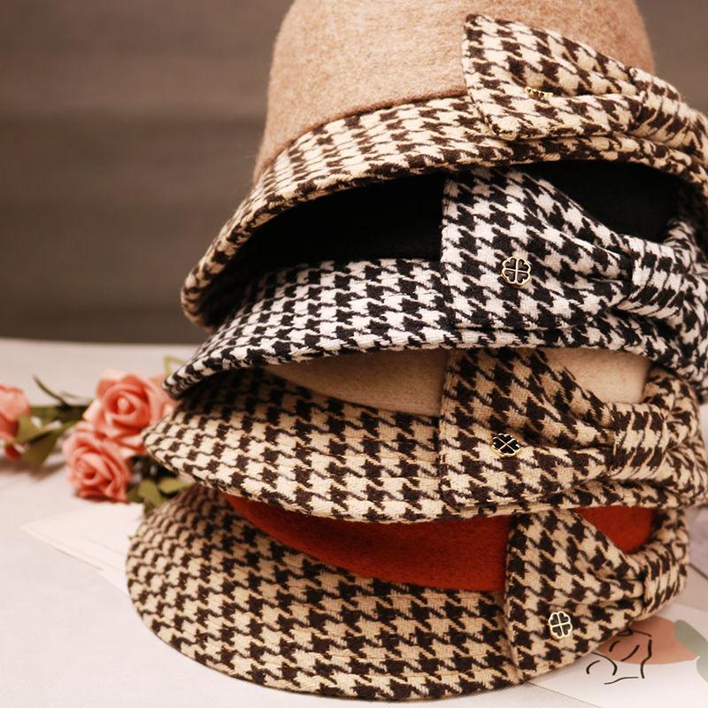 Women's Bow Knot Foldable Wool Blend Hat Autumn Winter Fisherman's Hat Warm Casual Peaked Cap Versatile Elegant Top Hat