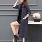 Autumn and Winter Knitted Cardigan Jacket Mid-length Thick Long-sleeved Sweater Pure Color Simple Female Jacket