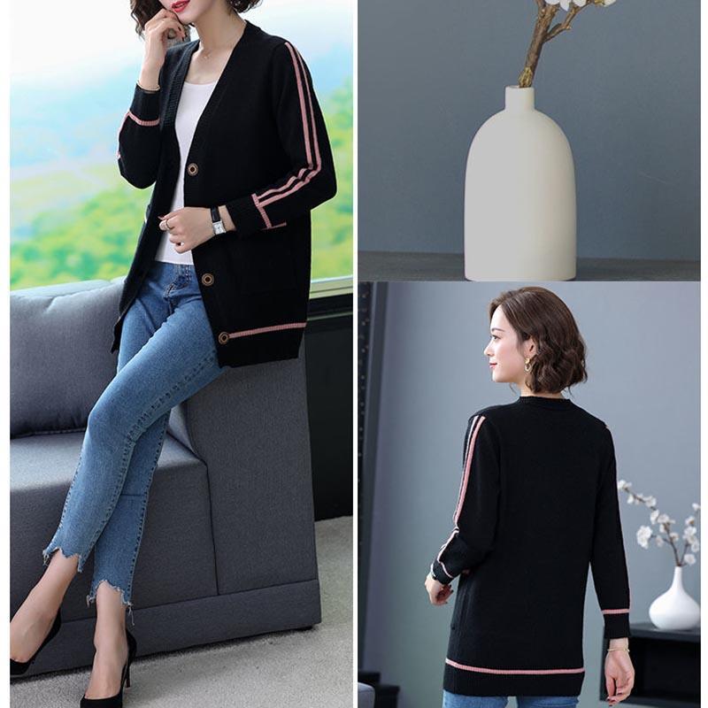 Sweater Coat Women's Medium Long Loose Large Size Spring Outer Shawl Knitted Cardigan