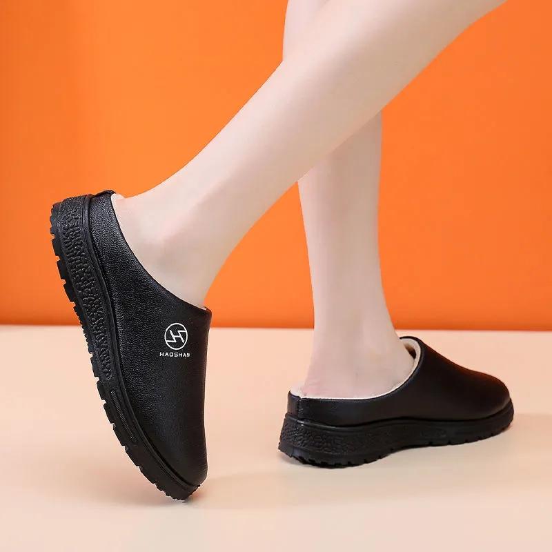 Waterproof Winter Slippers Women Fleece Warm Plus Size Men Cotton Shoes Home Non Slip Slippers