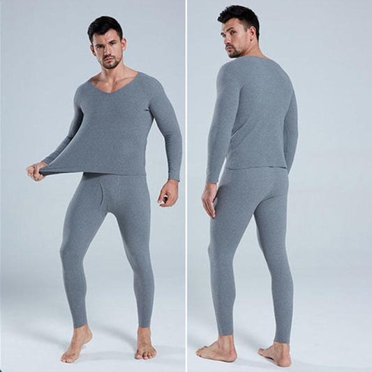 Men Winter Thermal Underwear V-neck Male Autumn Tight Suit Thicken Windproof Long Sleeve High Elasticity Tracksuit Wearable Versatile Spring Pajamas