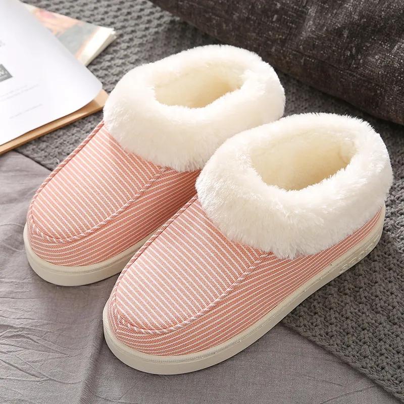 Cotton Slippers Keep Warm Autumn and Winter Pregnant Women's Bedroom Shoes Men and Women Couples Postpartum Bag Plus Velvet Thick Winter