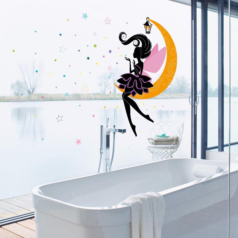 Elf on the moon  children's room kindergarten classroom wall decoration wall stickers dancing girl