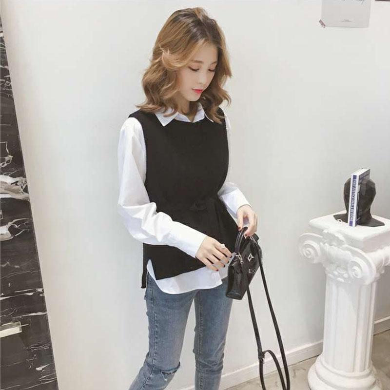 Spring and Autumn Loose Solid Color Vest Sleeveless Knitted Lace Sweater Fashion Women's Top