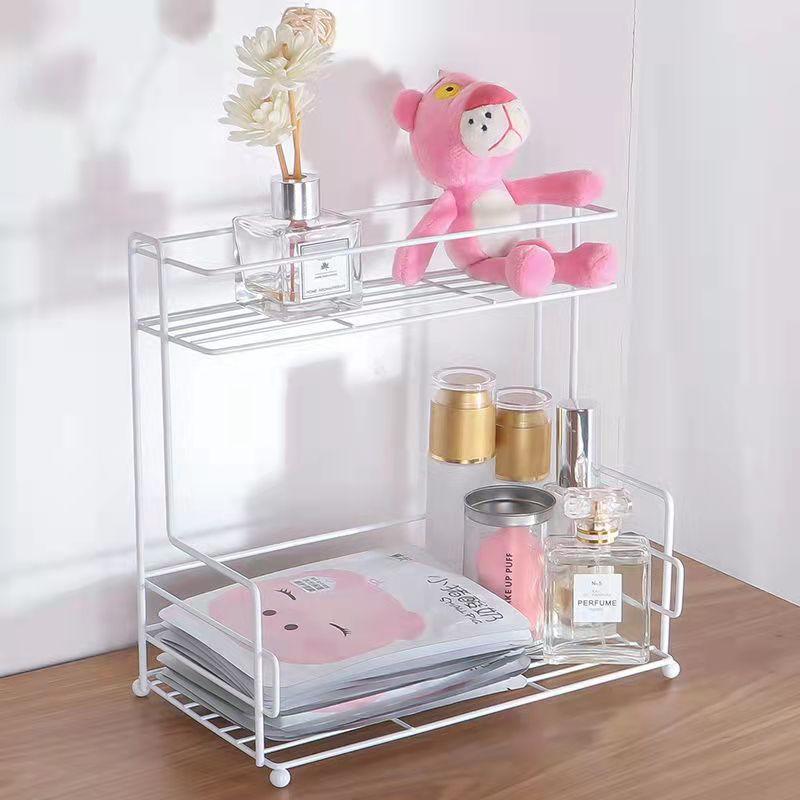 Desktop Bathroom Cosmetic Storage Rack Dormitory Office Storage Double-layer Finishing Rack Kitchen Spice Rack Organizer Study Room Rack