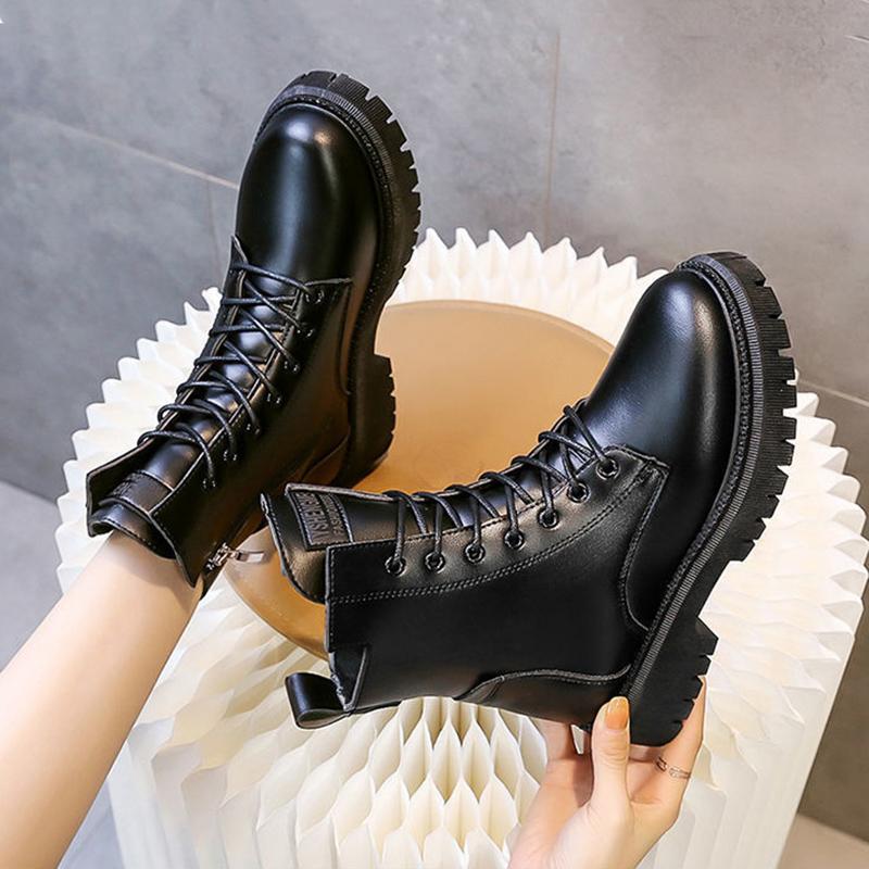 British Style Women's Martin Boots Autumn and Winter Korean Style Thick Martin Boots All-match Platform Knight Boots