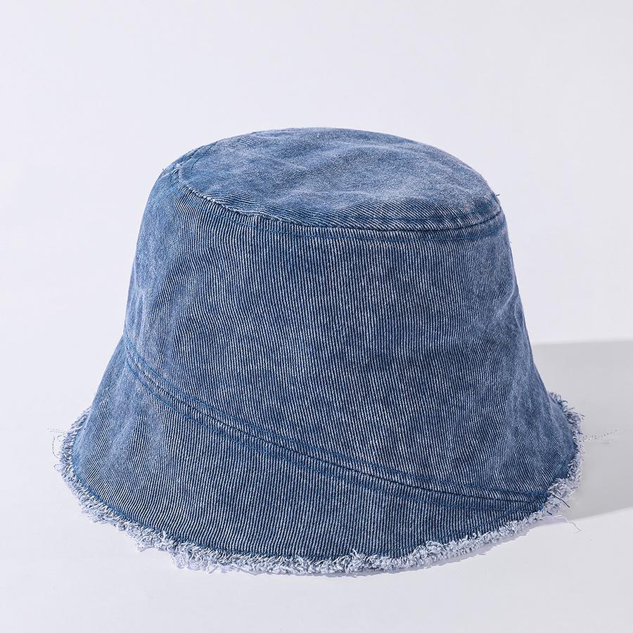 Casual Bucket Hat Personality Edging Washed Denim Female Korean Fashion All-match Sun Hat