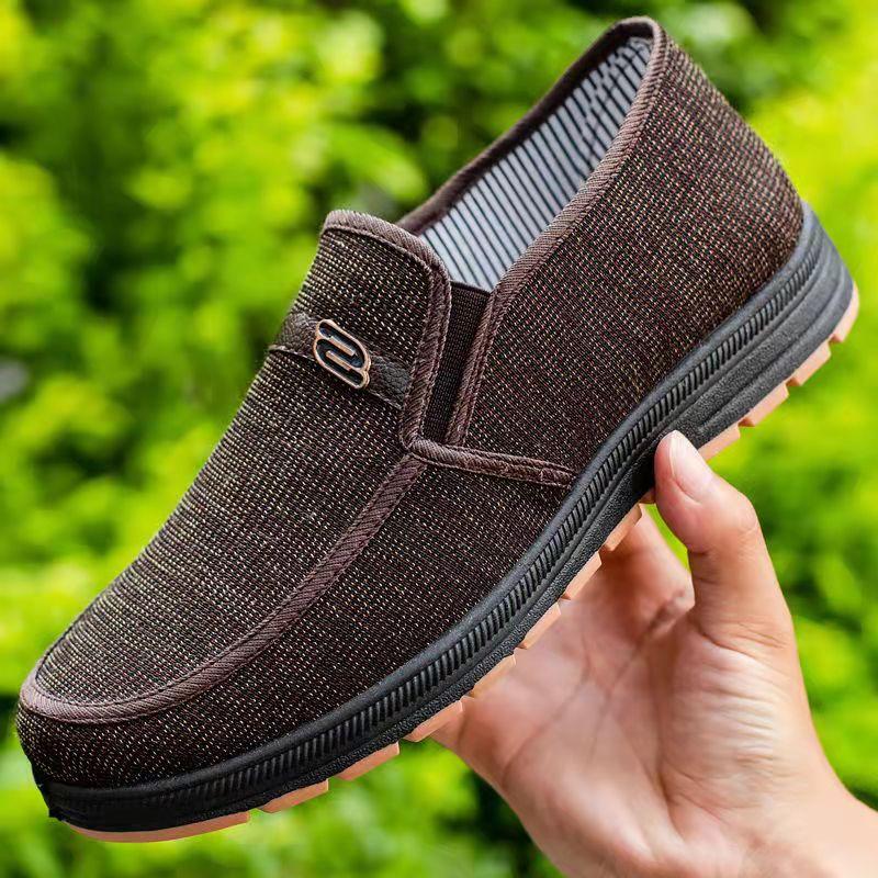 Tendon Bottom Old Beijing Cloth Shoes Men's Spring and Autumn Canvas Shoes Flat Non-slip Elderly Shoes Soft Bottom Middle-aged and Elderly Dad Shoes