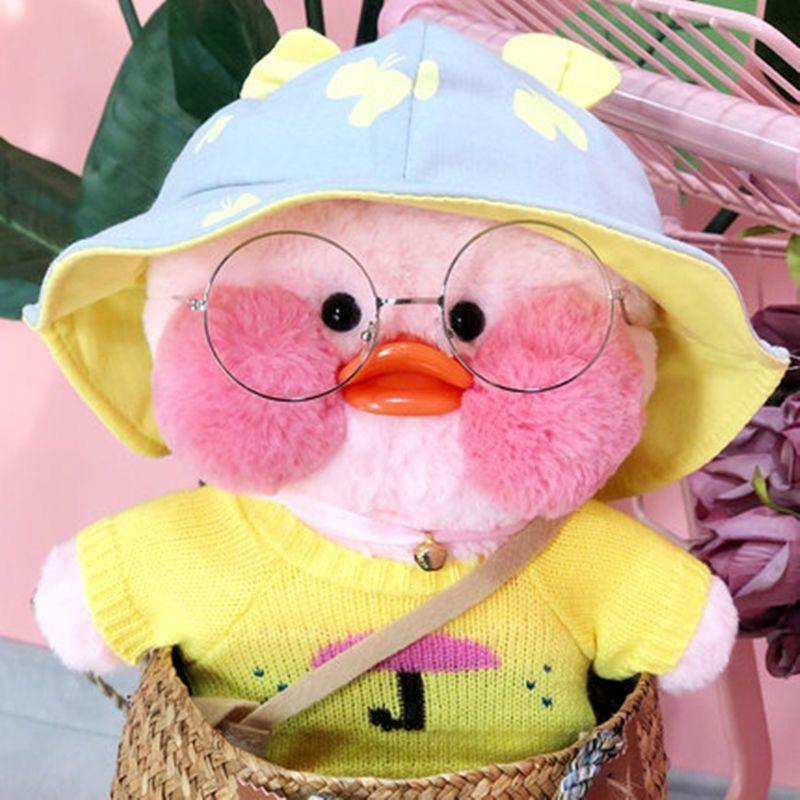 Children's Lovely Little Duck Plush Toys Soft Wear Sweater and Hat Duck Dolls Cute Glasses Shoulder Bag Plush Ducks Doll Kid's Birthday Gifts