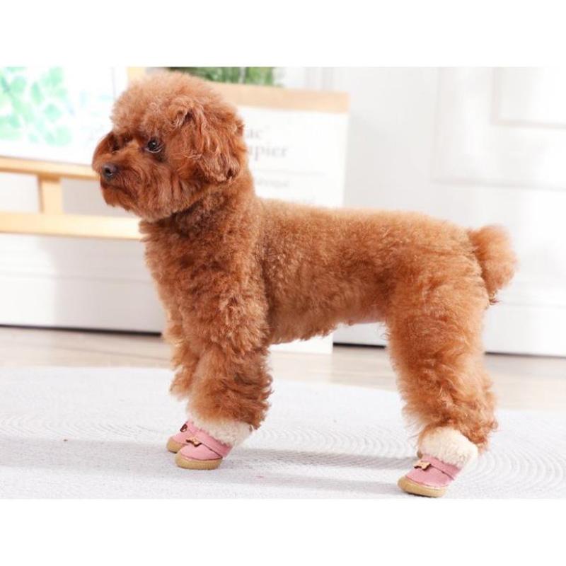 Pet Dog Shoes Teddy Autumn Winter Models for Small Dogs Plus Velvet Warmth Breathable Non-slip Soft Bottom Wear-resistant Boots Pet Cat Walking Shoes