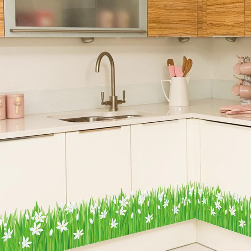 Sayuri grass skirting line bathroom kitchen porch door and window wall sticker  grasscloth wallpaper