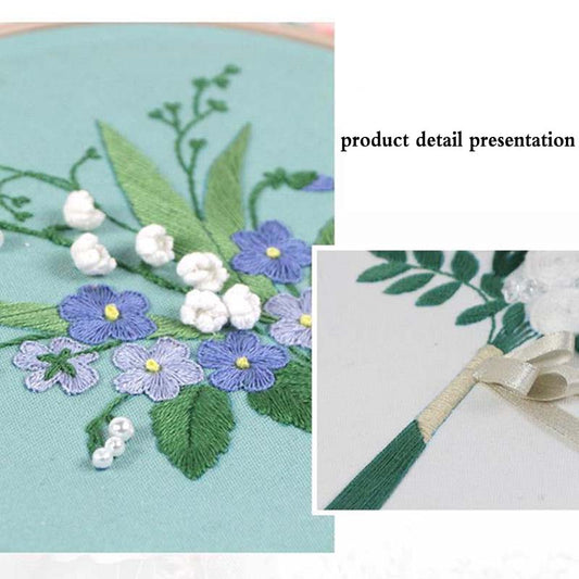 Embroidery Diy Spring, Summer, Autumn and Winter European Style Handmade Creative Production 3D Hand Bouquet Thread Embroidery