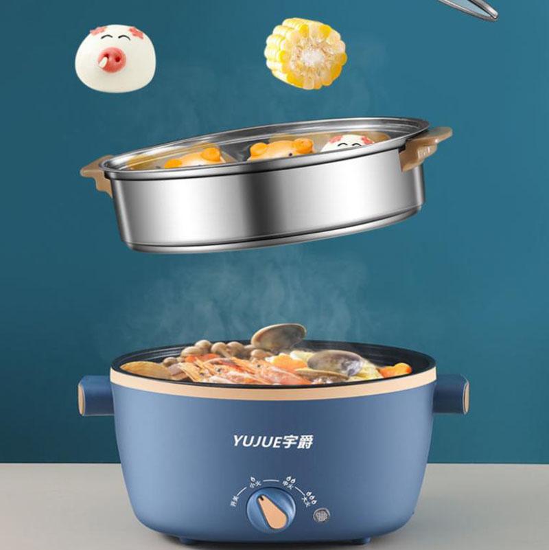 800W Multifunctional Electric Heat Pot Mini Boiling Soup Pot Non-stick Cookware Frying Pan for One Person