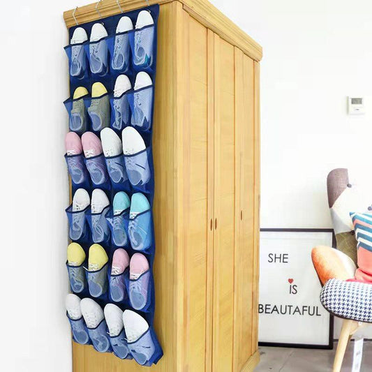 12/24 Grids Shoe Storage Bag Behind The Door Grid Hanging Bag Finishing Bag Wall Hanging Debris Storage Bag Wardrobe Multi-layer Cloth Bag