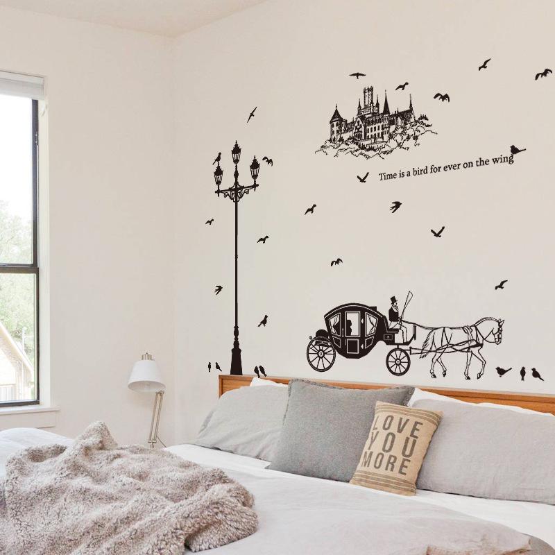 Street lamp carriage silhouette Personality porch bedroom sofa background decorative wall stickers