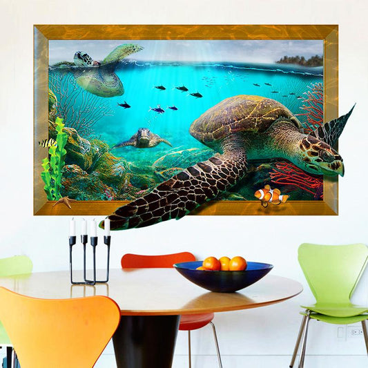 Removable wall stickers living room bedroom decoration decorative 3D stereo simulation marine turtle