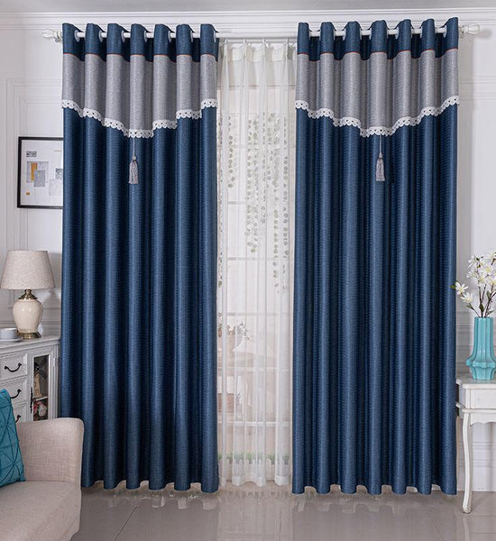 Stitching Curtain Finished High-end Blackout Bedroom Living Room Balcony Bay Window Curtain (1 piece)