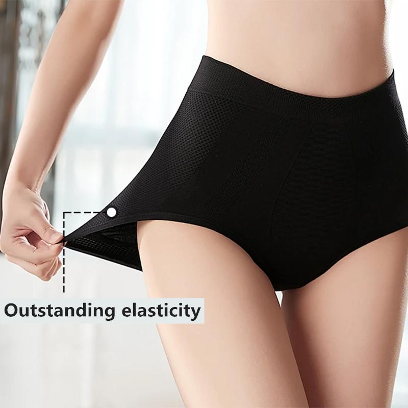 Women's Sexy Underwear 3 Packs Graphene Antibacterial Panties High-waisted Abdomen Hips Pelvis Adjustment Panties Body Shaping Breathable Hip Pants