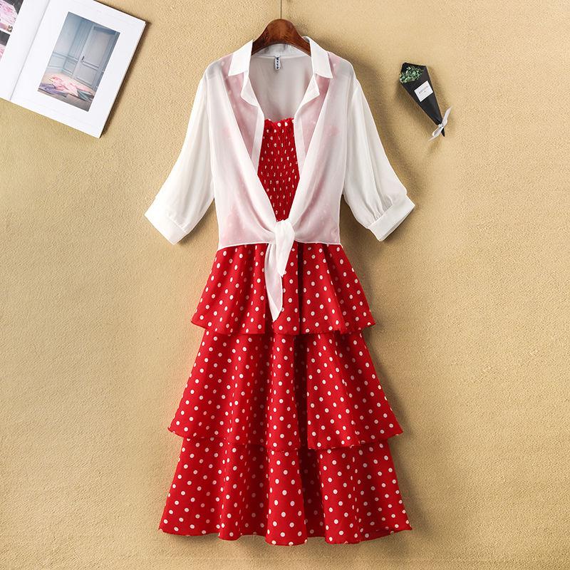 Dot Sling Mid-length S-XXXXL Women's Summer Dress Chiffon Vacation Sandy Beach Daily Wear Sundress