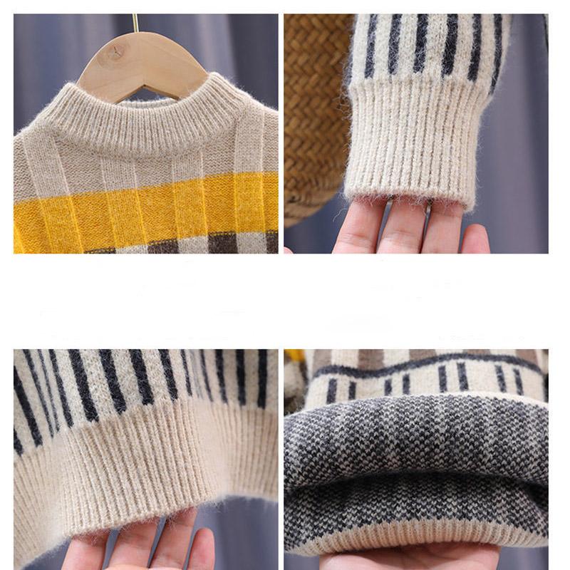 Boy's Pullover Sweater Korean Style Western Style Knitted Thick Warm Top Children's Long-sleeved Middle-aged Children