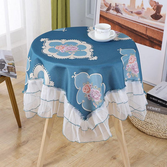 Waterproof Tablecloth Small Round Table Girl Heart Lace Tablecloth Coffee Table Square Table European Style Lace Tablecloth Dining Table Cover