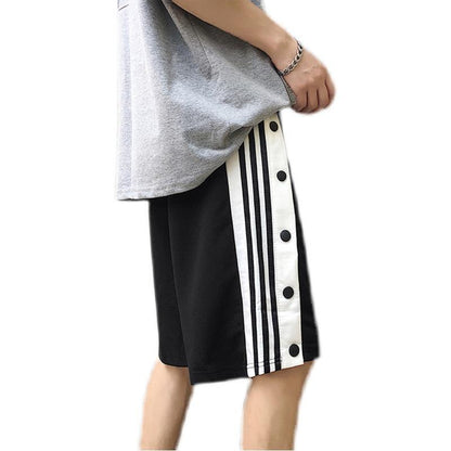 High Street Pants Men's Loose Straight Five-point Pants Summer Casual Buttoned Basketball Shorts Trend