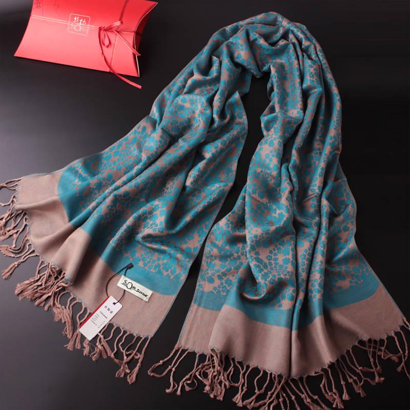 Women Scarf Fashion Warm Winter Jacquard Scarf Faux Cashmere Scarf Plaid Thick Shawls and Scarves