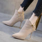 Autumn Winter Booties Comfortable Pointed Thick with Heel Short Tube Women's Boots Martin Boots