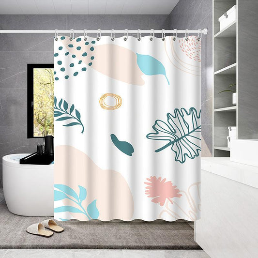 Bathroom Shower Curtain 150*180cm Waterproof Cloth Bathroom Shower Curtain Hanging Curtain Thickening Mold-proof Partition Curtain Free Perforation