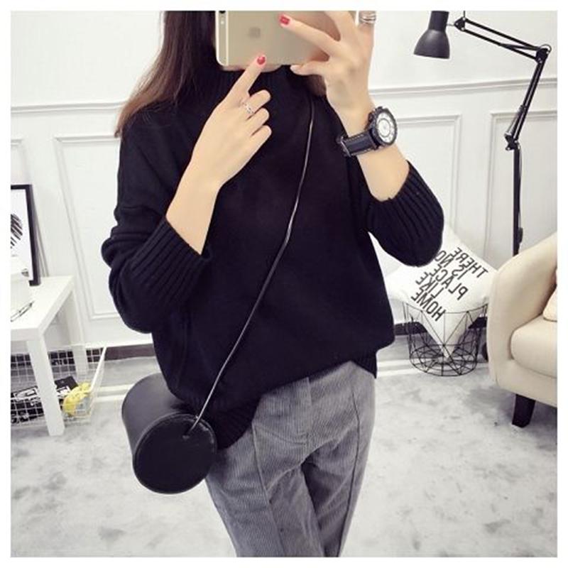 High Neck Sweater Female Loose Short Student Wild Sweater Warm Thick Sweater Autumn and Winter