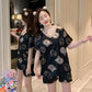 Silk pajamas summer two-piece set long-sleeved female sweet home clothes cute fruit pajamas female