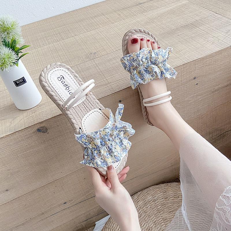 Flower Two-wear Sandals  Slippers  Women's Outer Wear Summer Fashion Comfortable  Breathable All-match Beach Shoes