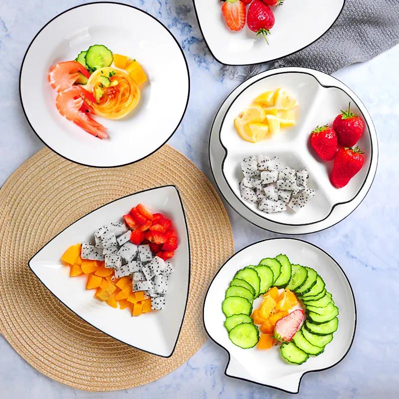 Nordic Style Plate Dish Plate Household Ceramic Dish Plate Creative Fruit Plate Square Dessert Plate Heart-shaped Plate