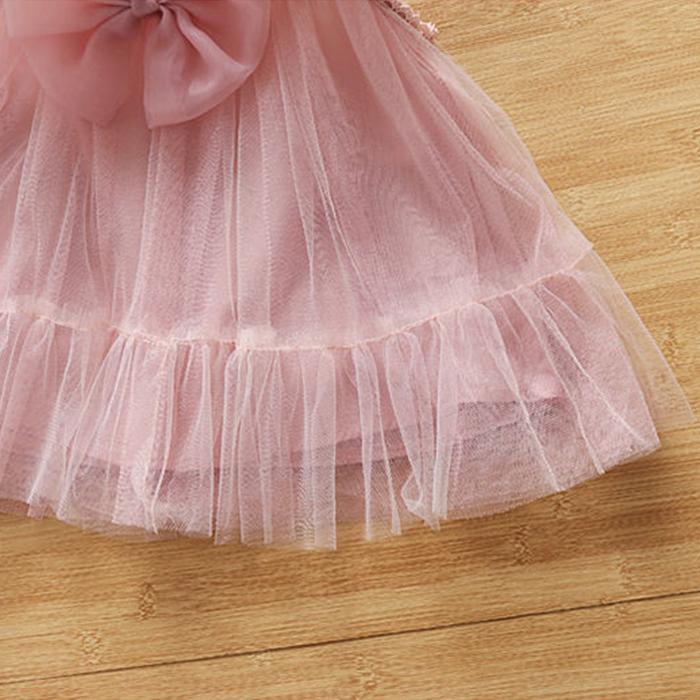 Infant Dress Newborn Baby Girl Dresses Princess 0 3 6 12 Months Baby Dress Mesh Skirt Bow Pleated Ruffle Dress