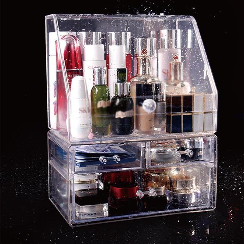 Acrylic Cosmetic Storage Box Dustproof and Cover Household Large-capacity Transparent Simple Desktop Cosmetic Rack