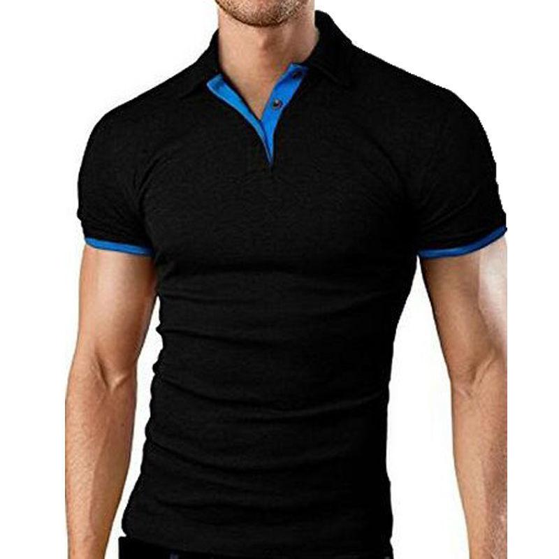 Men's Summer Sports Fitness Leisure Trend T-shirt Slim Short Sleeve Polo Shirt