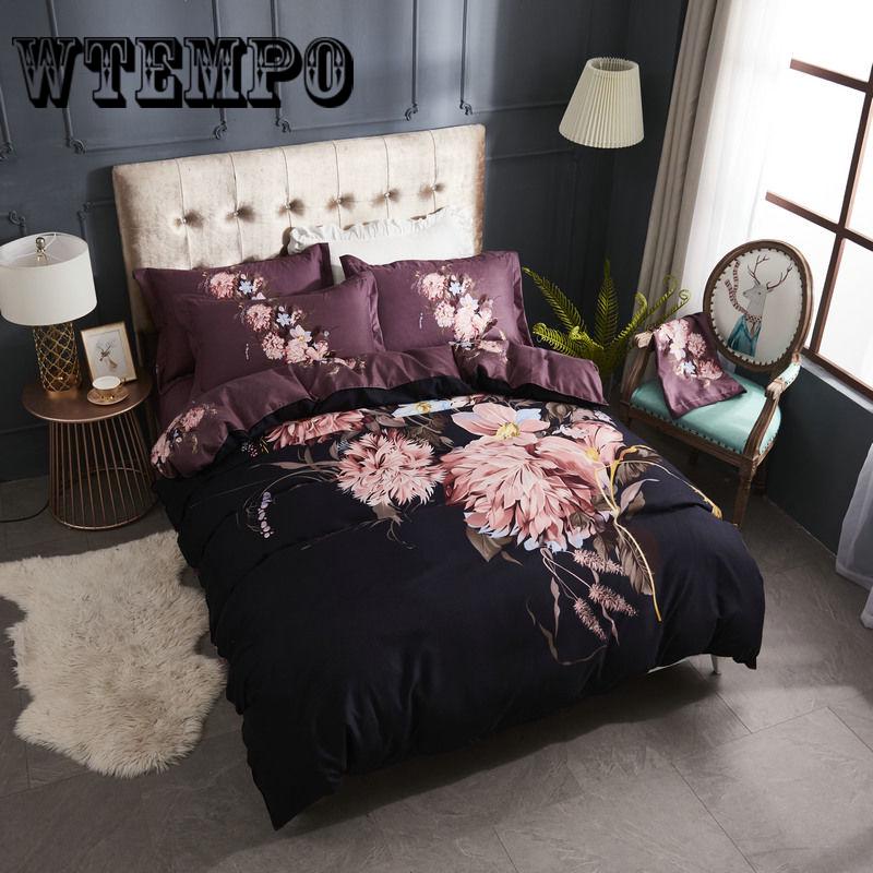 Luxury 3pcs Bedclothes Bedding Set Bedlinen Peony Print Bedding Sets Duvet/Quilt Cover Set